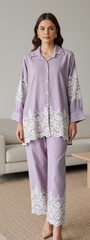 Khadi Cotton Chikan-Kari Embroidered Co-Ord Set for Women (2 Pc Ready to Wear Set)