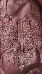 Cotton Linen Pakistani Embroidered Patch Work Kurta with Linen Dupatta – Unstitched Suit