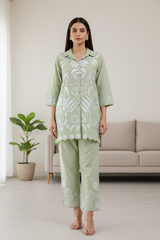 Elegant Rayon Thread Embroidered Co-Ord Set for Women (2 Pc Set)