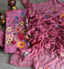 Elegant Soft Organza Unstitched Suit with Embroidery