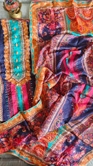 Graceful Glass Organza Kurta With Gotta Work Dupatta Semi-Stitched Suit Set