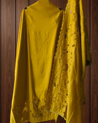 Graceful cut work Suit Set with Organza Embroidery Charm