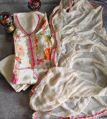 Soft Organza Mirror Work Semi-Stitched Suit with Lace Dupatta 🌸