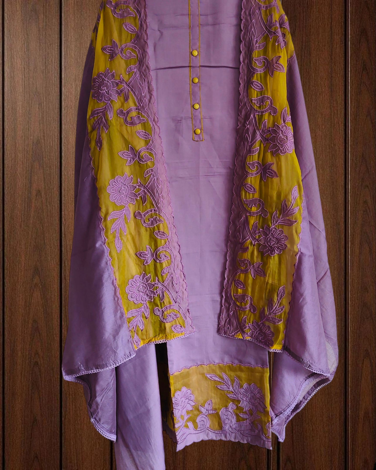 Graceful cut work Suit Set with Organza Embroidery Charm