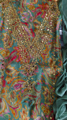 Soft Organza Suit Set with Mirror Sequin Hand Work – Unstitched Grace