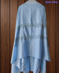 Cotton Linen Pakistani Style Crochet Lacing Semi-Stitched Suit with Linen Dupatta