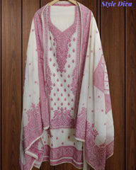 Pure Cotton Weaving Embroidery Unstitched Suit with Coordinated Dupatta
