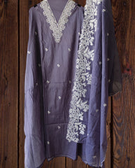 Mul cotton with quilling work n embroidery  on all over kurta rayon bottom n quilling work mul cotton dupatta