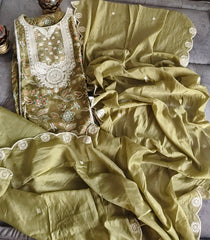 Muslin Digital Print Kurta Highlighting & muslin Dupatta with embroidary – unStitched Suit