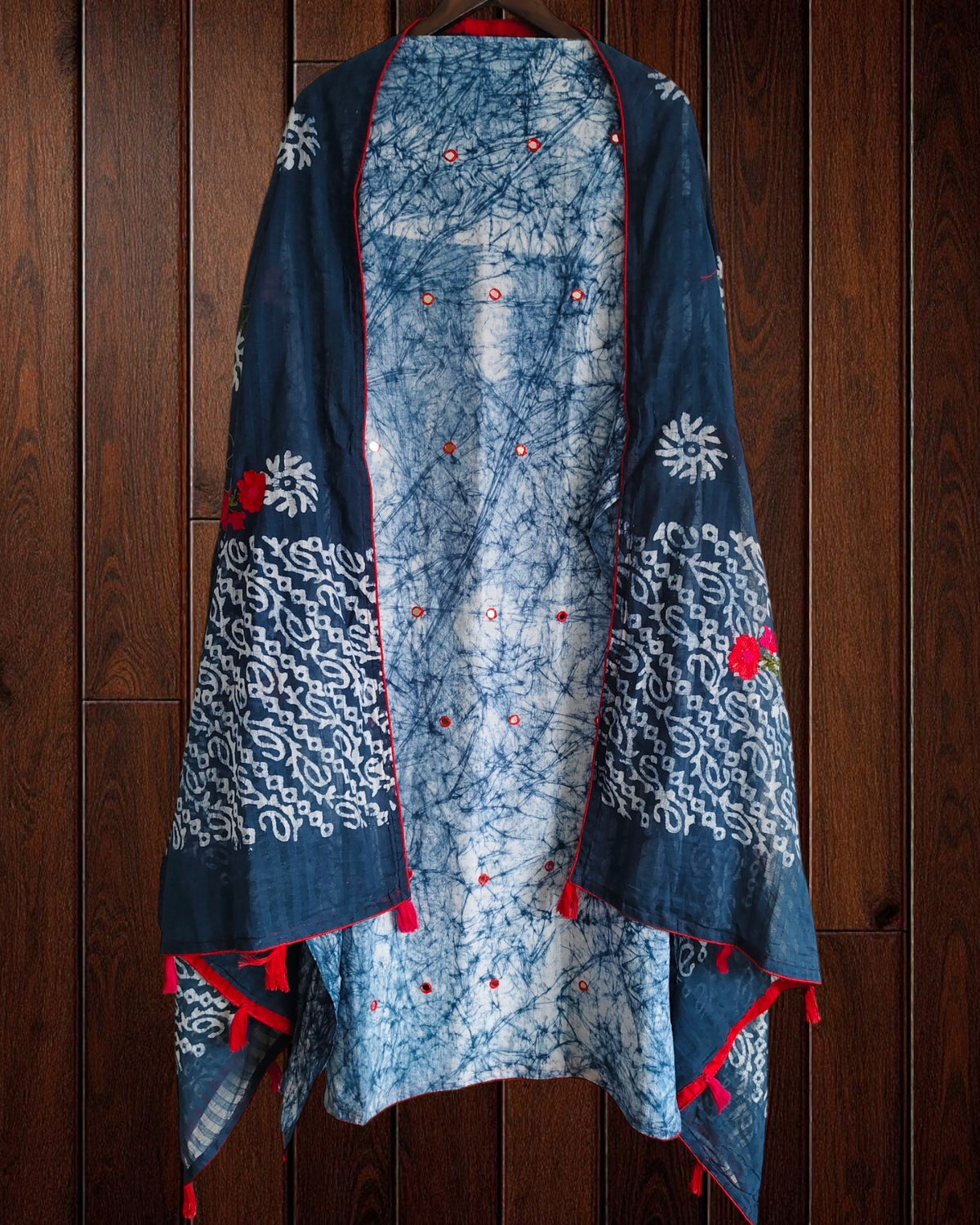 Cotton Printed Suit with Faux Mirror & Embroidery | Unstitched Beauty