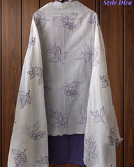 Pure Cotton Thread Embroidered Unstitched Suit with Embroidered Mul Cotton Dupatta and Chikankari Bottom