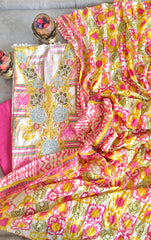 Cotton Digital Print Suit with beautiful  hand work on neck