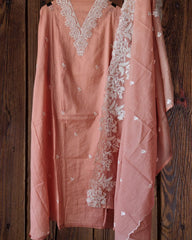 Mul cotton with quilling work n embroidery  on all over kurta rayon bottom n quilling work mul cotton dupatta