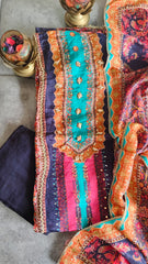 Graceful Glass Organza Kurta With Gotta Work Dupatta Semi-Stitched Suit Set