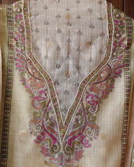 Kota Digital Printed Unstitched Suit with Pearl Highlighting and Printed Dupatta