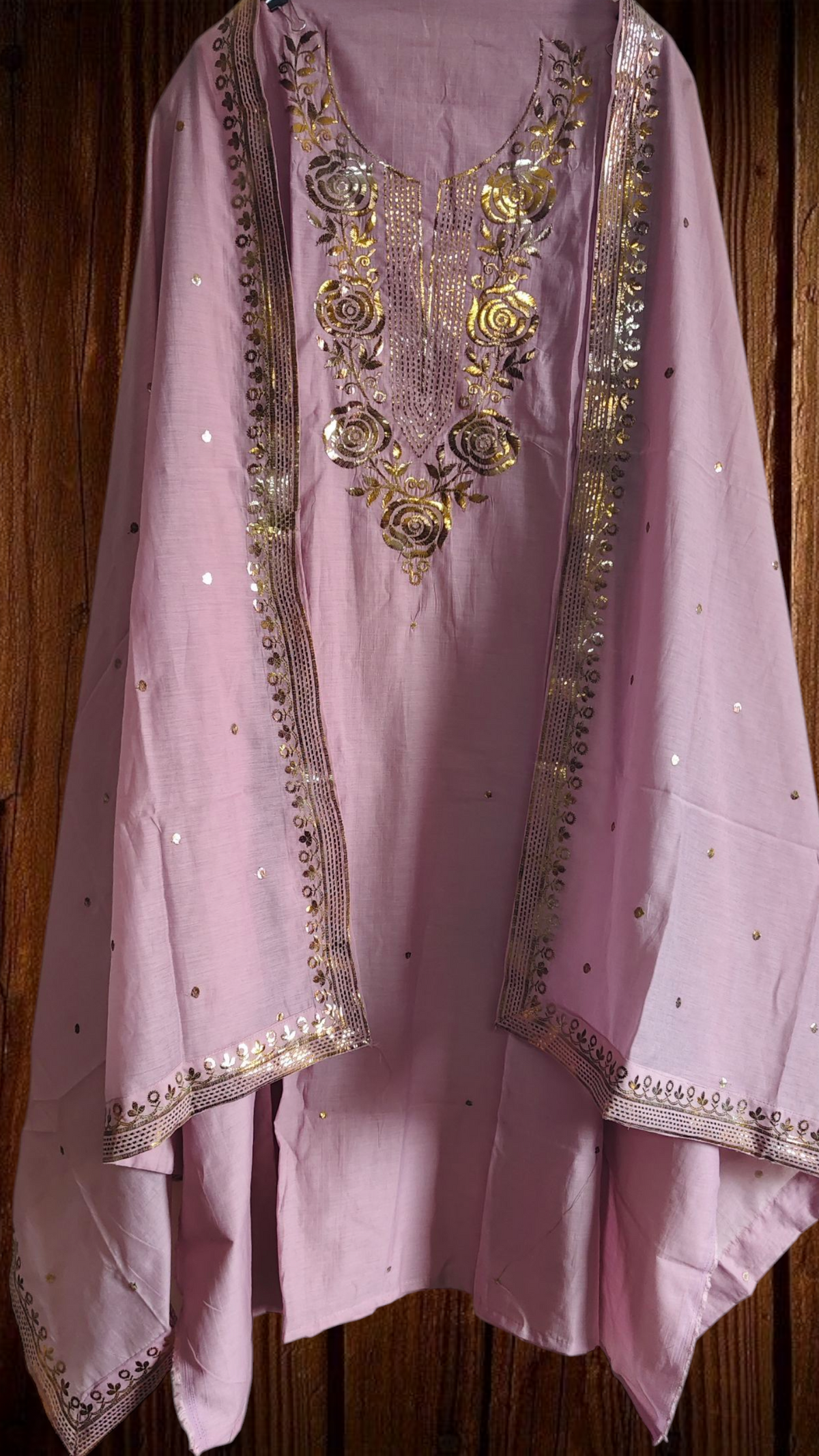 Pure Mul Chanderi Embroidered Un-Stitched Suit with Mukesh Dupatta