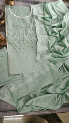 Muslin Digital Print Kurta with embroidary Highlighting & Matching muslin Dupatta – Semi-Stitched Suit