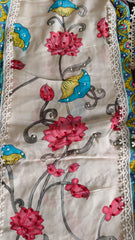 Muslin   crochia lacing  work  Digital Print suit