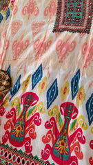 Muslin ikkat print  Suit with hand work