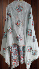 Pure Cotton Printed Unstitched Suit Set with hand work on neck  cotton bottom n mul cotton dupatta with applique work– 3PC Set