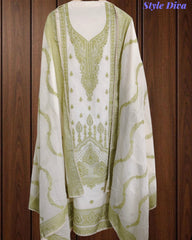 Pure Cotton Weaving Embroidery Unstitched Suit with Coordinated Dupatta