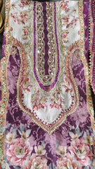 Muslin Digital Print Semi-Stitched Suit with leather  Work & gotta Lacing – 3 Pc Set