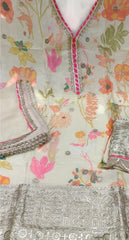 Soft Organza Mirror Work Semi-Stitched Suit with Lace Dupatta 🌸