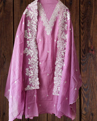 Mul cotton with quilling work n embroidery  on all over kurta rayon bottom n quilling work mul cotton dupatta