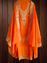 Elegant Mul Chanderi Un-Stitched Suit with Pita & Thread Embroidery Detailing