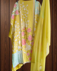 Muslin Digital Print Suit with Highlighting Sequin Work & Chiffon Dupatta (Unstitched)