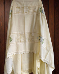 Elegant embroided lacing  mirror work applique work Unstitched Suit – Cotton Kurta &  cotton Soft Dupatta with crochia lacing n cotton bottom