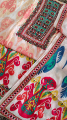 Muslin ikkat print  Suit with hand work