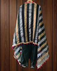 Organza Sequence Work Suit with Tissue Pom Pom Dupatta