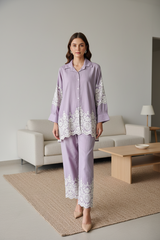 Khadi Cotton Chikan-Kari Embroidered Co-Ord Set for Women (2 Pc Ready to Wear Set)