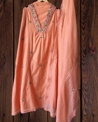 Modal unstiched kurta with hand embroidary on all over kurta rayon bottom n modal dupatta with hand work embroidery