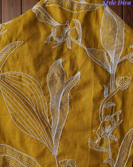 Pure Cotton Thread Embroidered Unstitched Suit with Embroidered Mul Cotton Dupatta and Chikankari Bottom