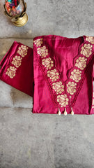 Elegant muslin Embroidered Suit with Crochet Lacing Detailing