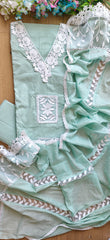Pure Cotton Pakistani Style Unstitched Suit with Crochet Lacing Dupatta