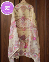 Kota Digital Printed Unstitched Suit with Pearl Highlighting and Printed Dupatta