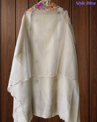 Elegant Tissue Suit with 3D Parsi Embroidery & Organza Dupatta