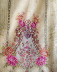 Kota Digital Printed Unstitched Suit with Pearl Highlighting and Printed Dupatta
