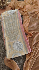 Shimmer Muslin pearl Work Unstitched Suit