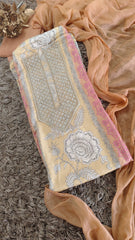 Shimmer Muslin pearl Work Unstitched Suit