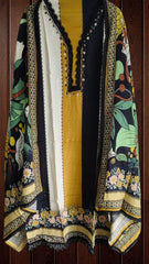Muslin Digital Printed Semi-Stitched Suit with hand Work & Croatia Lacing