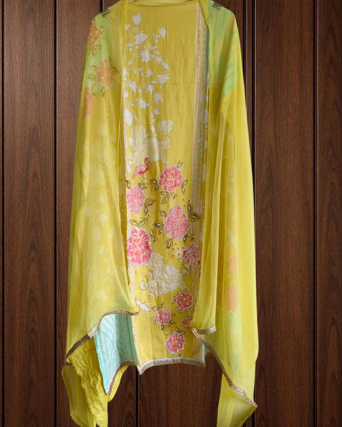 Muslin Digital Print Suit with Highlighting Sequin Work & Chiffon Dupatta (Unstitched)