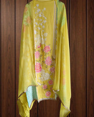 Muslin Digital Print Suit with Highlighting Sequin Work & Chiffon Dupatta (Unstitched)