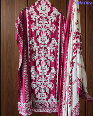 Cotton Digital Print Unstitched Suit with Bead Work and Mul Dupatta