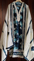 Pakistani pure rayon  crochia lacing suit