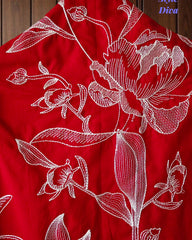Pure Cotton Thread Embroidered Unstitched Suit with Embroidered Mul Cotton Dupatta and Chikanri Bottom