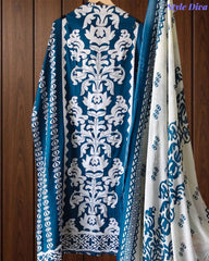 Cotton Digital Print Unstitched Suit with Bead Work and Mul Dupatta